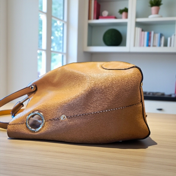 Elegant Camel Slouchy Handbag By Sondra Roberts - Picture 3 of 11